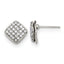 Stainless Steel Polished Square Crystal Cluster Button Earrings for Women