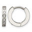 Stainless Steel Polished & Brushed Hinged Cubic Zirconia Huggie Hoop Earrings