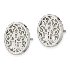 Chisel Stainless Steel Polished Tree of Life Post Earrings