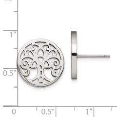 Chisel Stainless Steel Polished Tree of Life Post Earrings