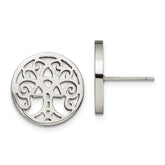 Chisel Stainless Steel Polished Tree of Life Post Earrings