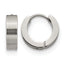 Stainless Steel Polished & Brushed Hinged Huggie Hoop Earrings