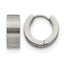 Stainless Steel Polished & Brushed Hinged Huggie Hoop Earrings