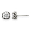 Stainless Steel Polished & Antiqued Cubic Zirconia Stud Earrings