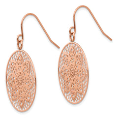 Chisel Stainless Steel Polished Cut-out Flower Dangle Shepherd Hook Earrings