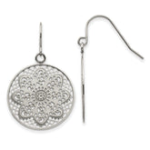 Chisel Stainless Steel Polished Cut-out Flower Dangle Shepherd Hook Earrings