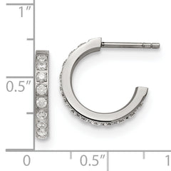 Chisel Stainless Steel Polished with CZ Post Hoop Earrings