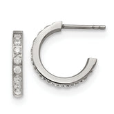 Chisel Stainless Steel Polished with CZ Post Hoop Earrings