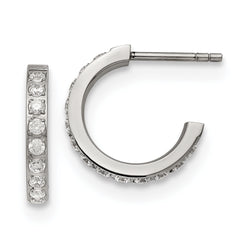 Chisel Stainless Steel Polished with CZ Post Hoop Earrings