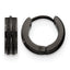 Stainless Steel Black Polished & Laser Design Hinged Huggie Hoop Earrings