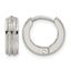 Stainless Steel Polished & Laser Design Hinged Huggie Hoop Earrings