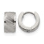 Stainless Steel Polished Textured Hinged Huggie Hoop Earrings