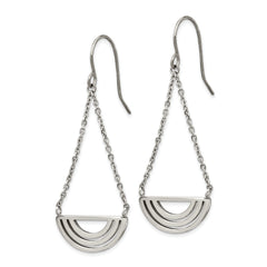 Chisel Stainless Steel Polished Dangle Shepherd Hook Earrings