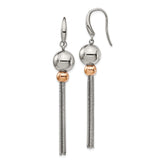 Chisel Stainless Steel Polished Rose IP-plated Shepherd Hook Dangle Earrings