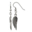 Stainless Steel Polished & Antiqued Black Lab-Created Crystal Drop Dangle Earrings for Women