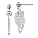 Chisel Stainless Steel Polished Wing Post Dangle Earrings