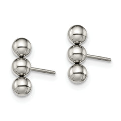 Chisel Stainless Steel Polished 3 Ball Post Earrings