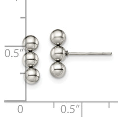 Chisel Stainless Steel Polished 3 Ball Post Earrings