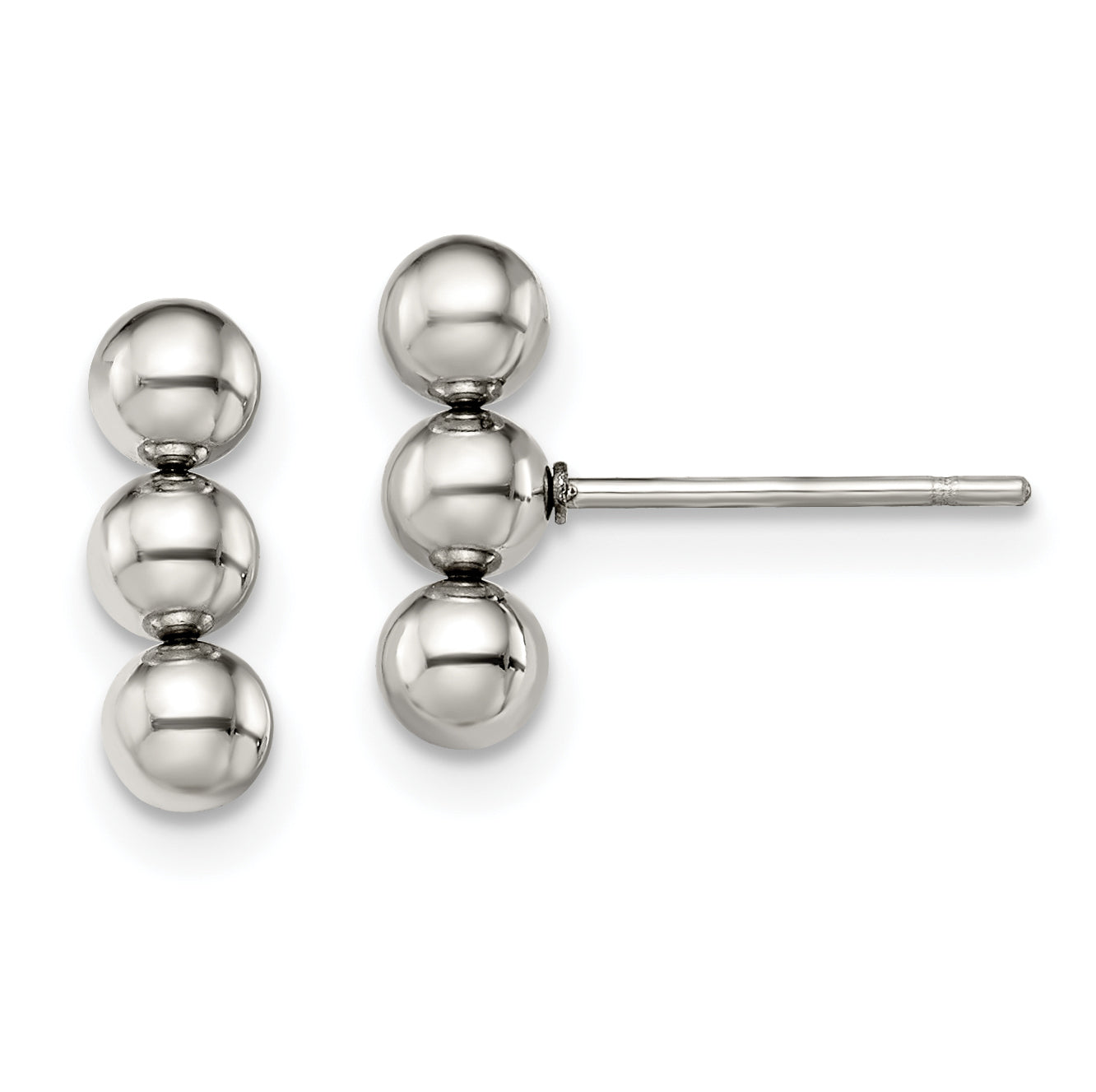 Chisel Stainless Steel Polished 3 Ball Post Earrings
