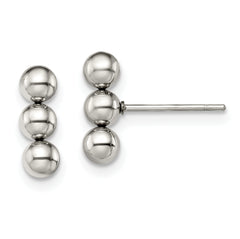 Chisel Stainless Steel Polished 3 Ball Post Earrings
