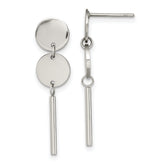 Chisel Stainless Steel Polished Discs with Bar Post Dangle Earrings