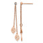 Stainless Steel Rose Gold-Tone Polished Leaf Cubic Zirconia Drop Dangle Earrings for Women