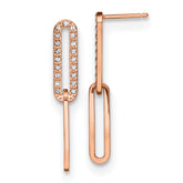 Chisel Stainless Steel Polished Rose IP-plated with Crystal Interlocked Post Dangle Earrings