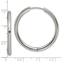 Chisel Stainless Steel Polished 3mm Hinged Hoop Earrings