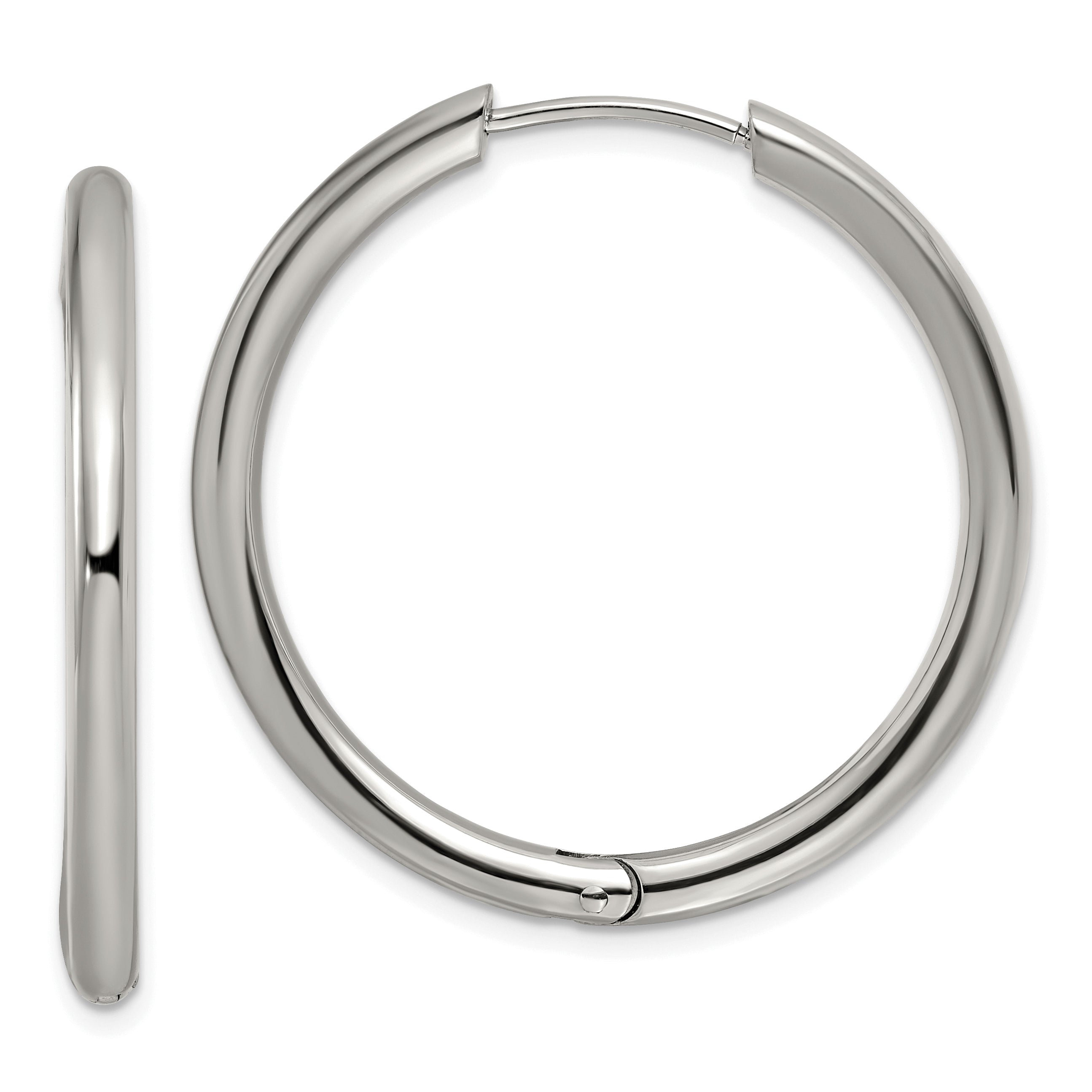 Chisel Stainless Steel Polished 3mm Hinged Hoop Earrings