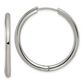 Chisel Stainless Steel Polished 3mm Hinged Hoop Earrings