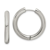 Chisel Stainless Steel Polished 4mm Hinged Hoop Earrings