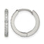 Stainless Steel Polished Hinged Lab-Created Crystal Huggie Hoop Earrings