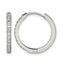Stainless Steel Polished Hinged Lab-Created Crystal Huggie Hoop Earrings