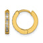 Stainless Steel Gold-Tone Polished Hinged Lab-Created Crystal Huggie Hoop Earrings