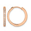 Stainless Steel Rose Gold-Tone Polished Hinged Lab-Created Crystal Huggie Hoop Earrings