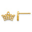 Stainless Steel Gold-Tone Polished Cubic Zirconia Button Earrings for Women