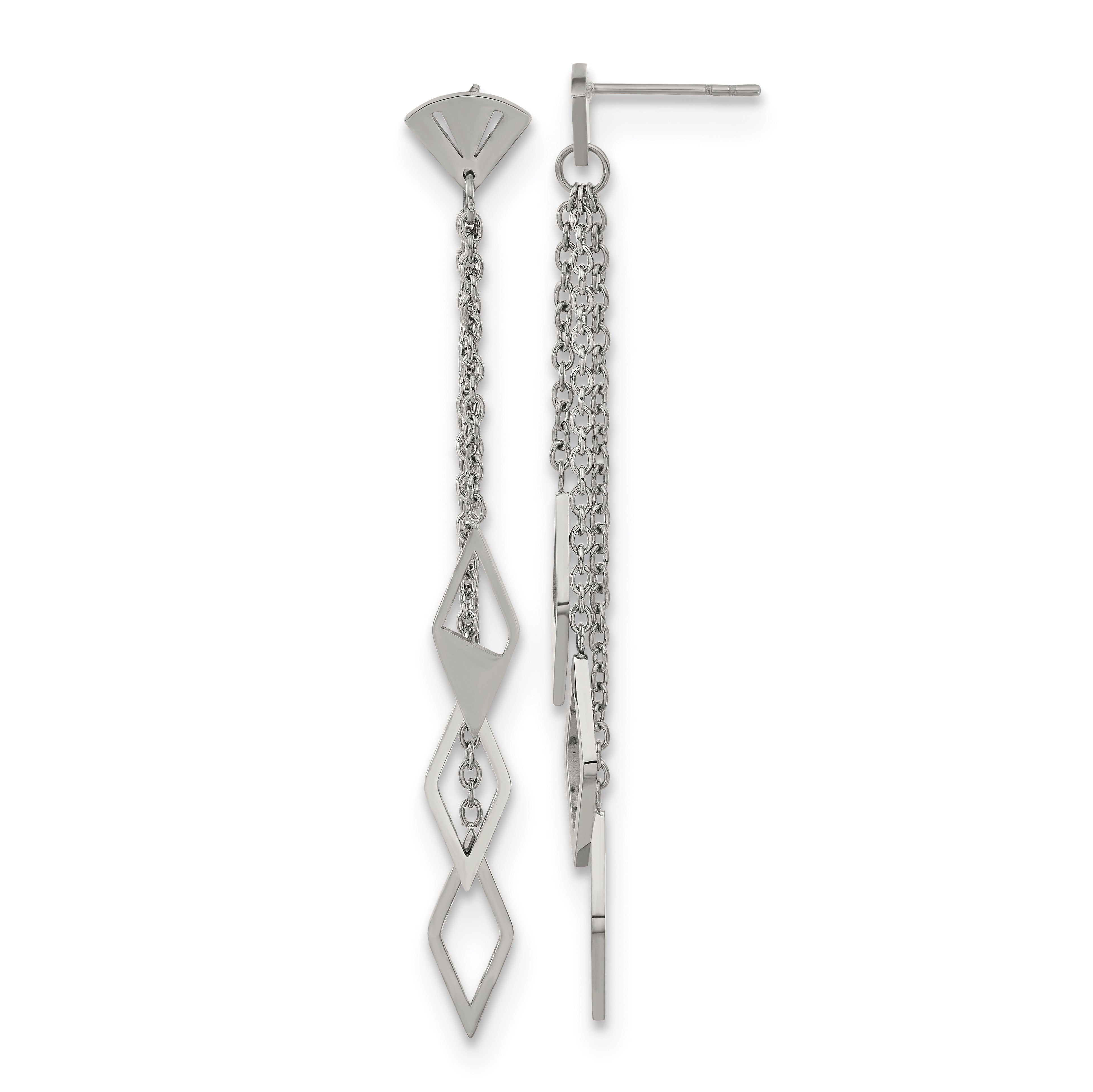 Chisel Stainless Steel Polished Multi Chain Post Dangle Earrings