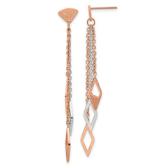 Stainless Steel Polished Rose IP-plated Post Dangle Earrings