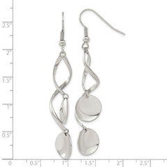 Chisel Stainless Steel Polished Twisted Shepherd Hook Earrings