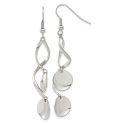 Chisel Stainless Steel Polished Twisted Shepherd Hook Earrings