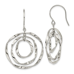 Chisel Stainless Steel Polished Wavy Circles Dangle Shepherd Hook Earrings