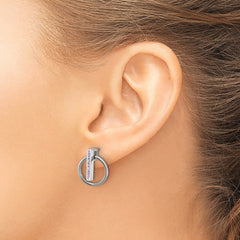 Chisel Stainless Steel Polished with Purple Preciosa Crystal Post Dangle Earrings