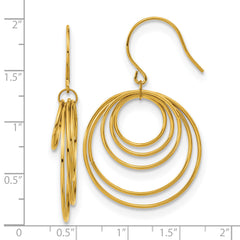 Chisel Stainless Steel Polished Yellow IP-plated Multi-Circle Dangle Shepherd Hook Earrings