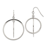 Chisel Stainless Steel Polished Double Circle Dangle Shepherd Hook Earrings
