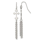 Chisel Stainless Steel Polished Cross Dangle Shepherd Hook Earrings