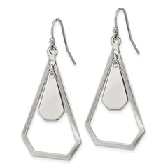 Chisel Stainless Steel Polished Dangle Shepherd Hook Earrings