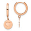 Chisel Stainless Steel Polished Rose IP-plated Heart Dangle Hoop Earrings