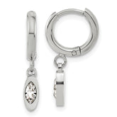 Chisel Stainless Steel Polished with Crystal Dangle Hoop Earrings