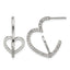 Polished Crystal Heart Stainless Steel Hoop Earrings 12.5mm