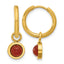 Gold-Tone Polished Red Jade Stainless Steel Hoop Earrings 8mm